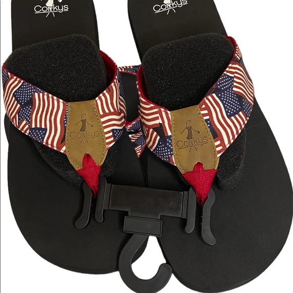 Corkys Aquaholic American Flag Flip Flops - Picture 5 of 8